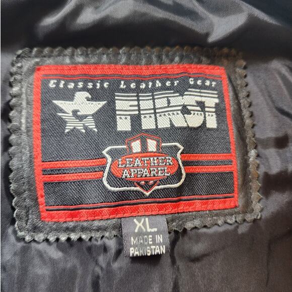 First Manufacturing Leather Vest XL Biker Motorcycle Club Riding Snap Taffeta - Picture 2 of 16